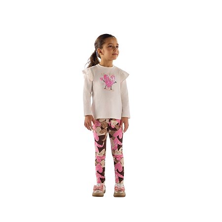 Conjunto  Blusa e Legging em Cotton Off White