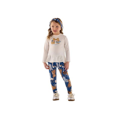 Conjunto Blusa e Legging em Cotton Off White