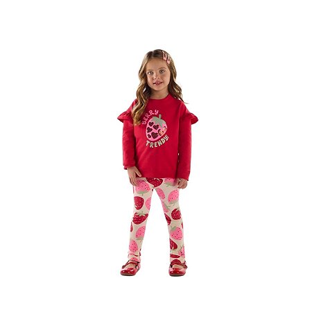 Conjunto Blusão Molecotton e Calça Super Cotton Felpado Vermelho