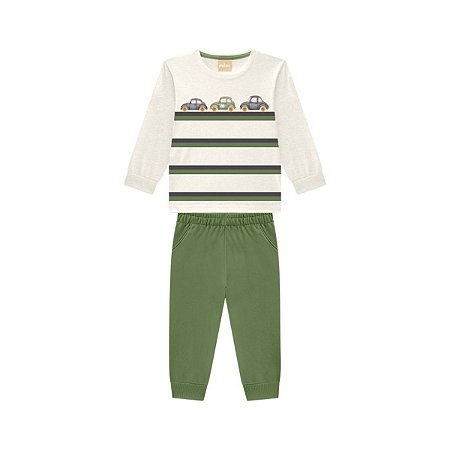 Conjunto Camiseta em Meia Malha e Calça Moletom Sem Felpa