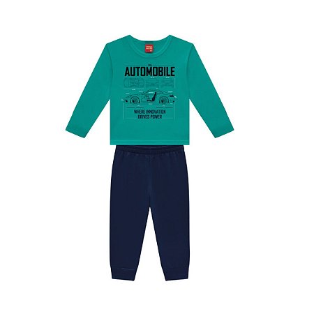 Conjunto Camiseta em Meia Malha e Calça Moletom Sem Felpa