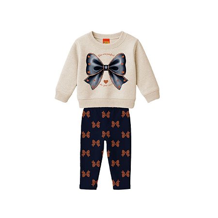 Conjunto Casaco Moletom Peluciado com Legging Cotton