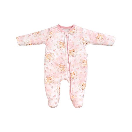 Macacão Longo Menina com Ziper Estampado