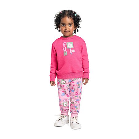 Conjunto Blusão e Calça em Moletom Pink