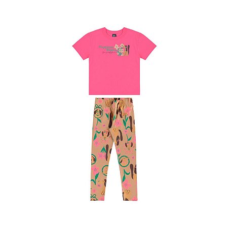 Conjunto Blusa Meia Malha e Legging Cotton Pink