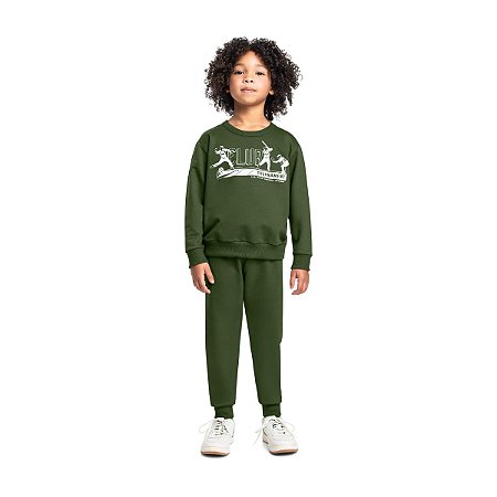 Conjunto Blusão e Calça Moletom Sem Felpa Verde