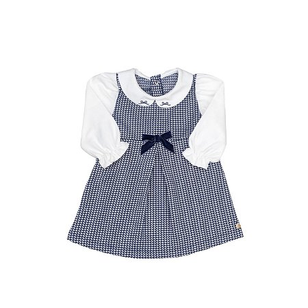 Body Vestido em Malha Jacquard Azul Marinho