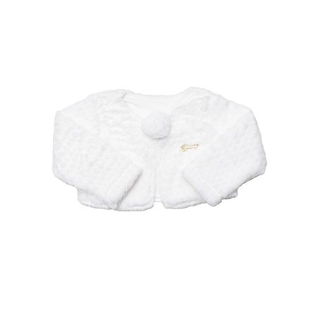 Bolero em Pelucia Macia com Fechamento em Pompom Branco