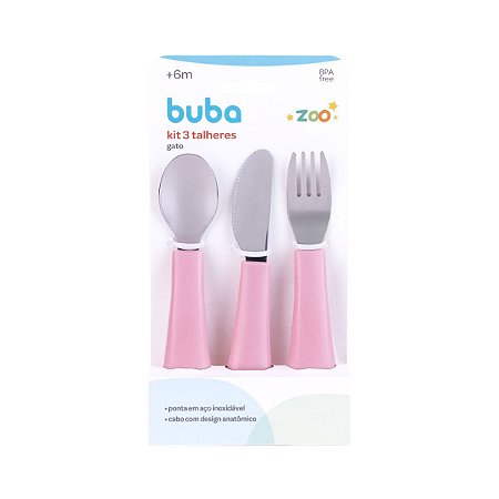 Kit 3 Talheres Buba Zoo Rosa
