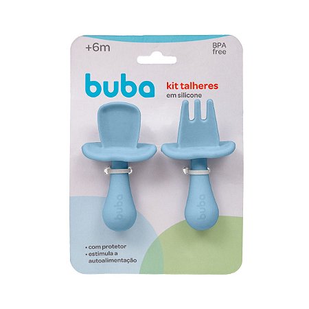 Kit Talheres em Silicone Azul