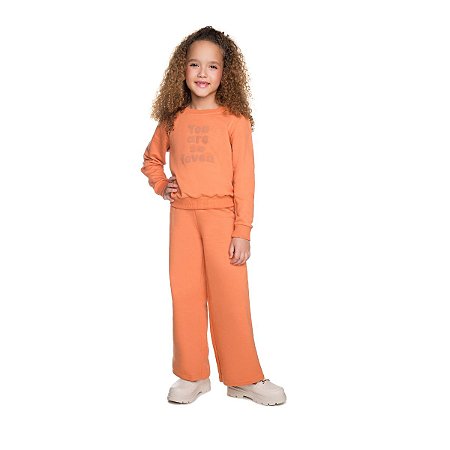 Conjunto Love Blusão e Calça Moletom Bege