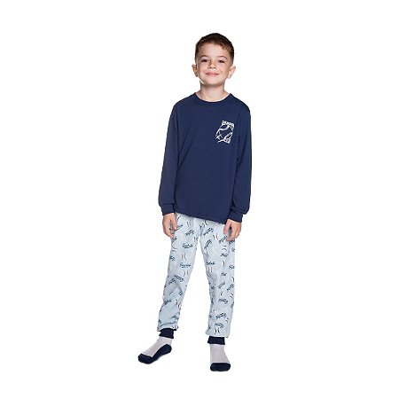 Pijama Baseball Camiseta e Calça Meia Malha