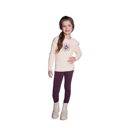 Conjunto Naturalidade Blusa e Legging Cotton Bege