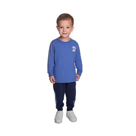 Conjunto Pole Position Camiseta Moletom sem Felpa Azul Capri