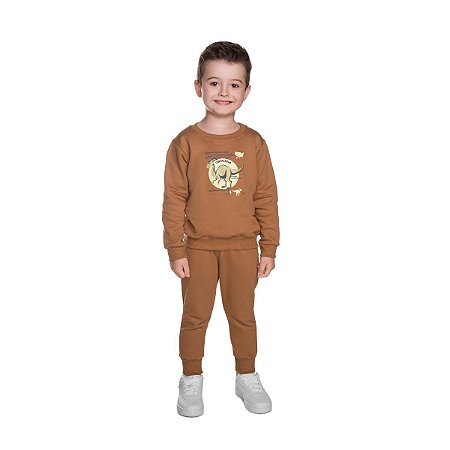 Conjunto Walkeri Blusão e Calça Moletom Marrom