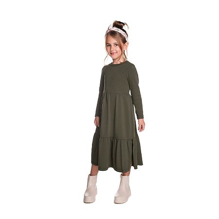 Vestido Midi Verde Militar