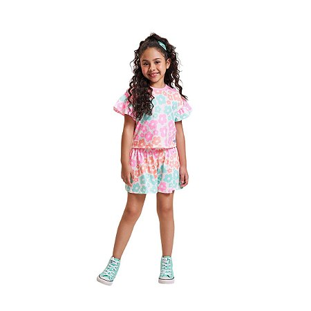 Conjunto Infantil Blusa e Shorts Floral