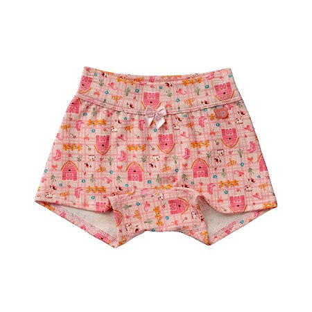 Calcinha Boxer Infantil Cotton Estampada Fazendinha Upman