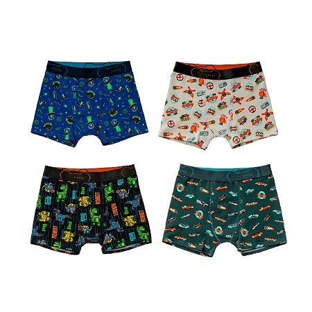 Cueca Boxer Infantil Cotton Upman - Estampas Diversas
