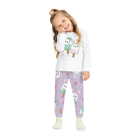 Pijama Infantil Menina Blusa e Calça Estampa Picolé