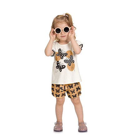 Conjunto Infantil Menina Blusa e Short Borboletas