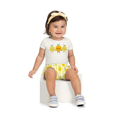 Conjunto Bebê Menina Body e Short Estampa Limão