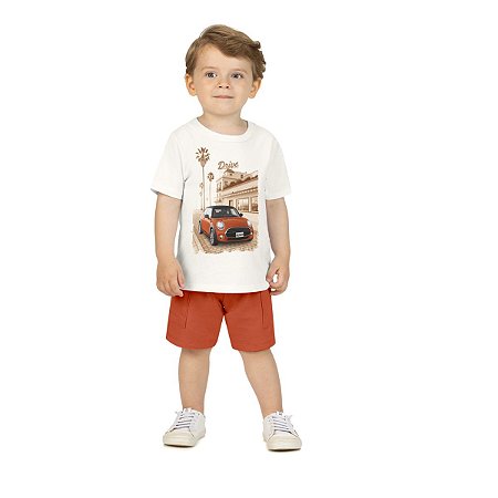 Conjunto Infantil Camiseta e Bermuda Cargo Carro