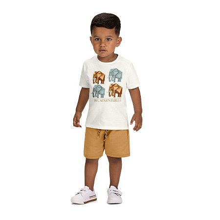 Conjunto Infantil Camiseta e Bermuda Elefantes