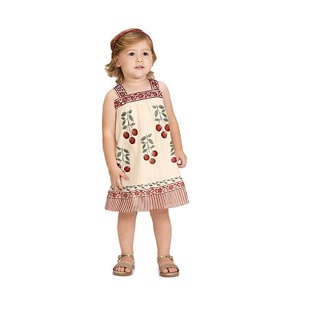 Vestido Infantil Estampa Cerejas