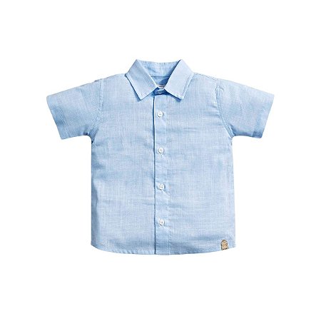 Camisa Manga Curta Maquinetada Azul Infantil