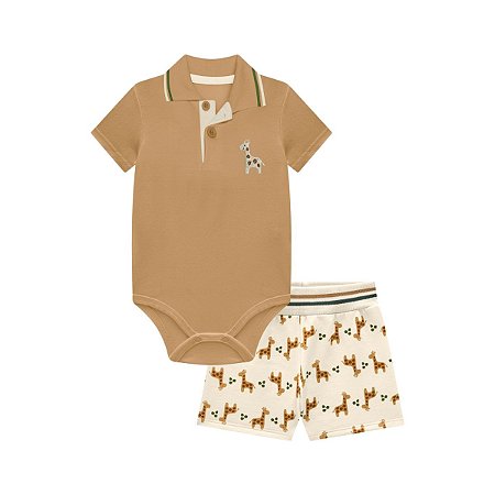 Conjunto Bebê Kyly Body e Bermuda Moletom
