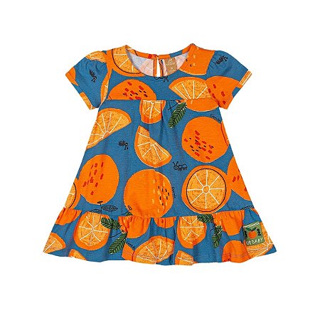 Vestido Meia Malha Estampa Laranjas