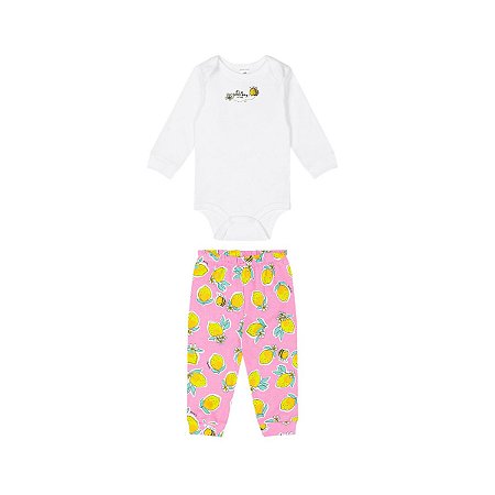 Conjunto Body Manga Longa e Calça em Suedine Estampado