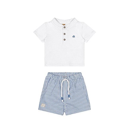 Conjunto Camiseta Suedine e Bermuda Listrada