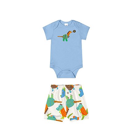 Conjunto Body e Short em Suedine Estampado