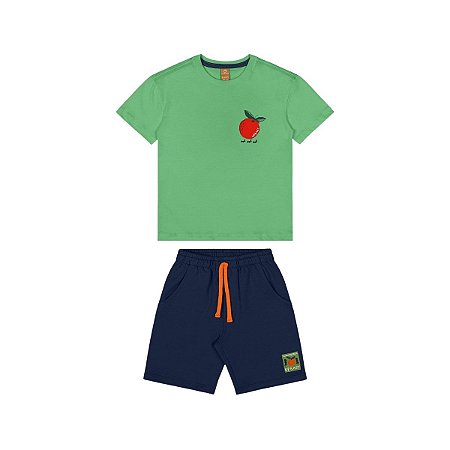 Conjunto Camiseta e Bermuda em Moletom Verde