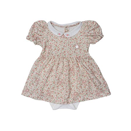 Body Vestido Little Garden Creme Floral