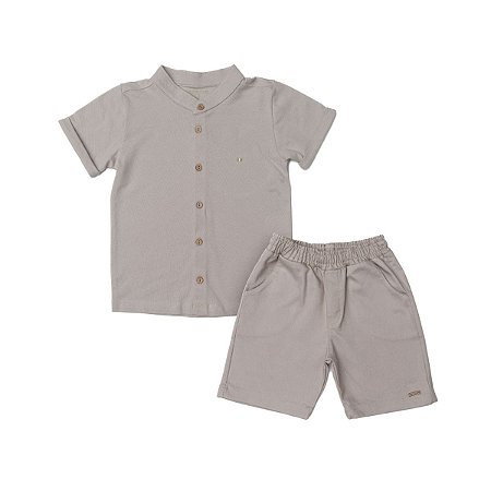 Conjunto Nature Creme Camisa e Bermuda