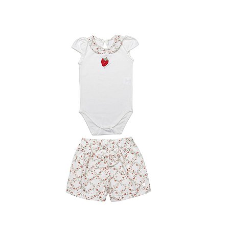 Conjunto Bebê Grow Up Strawberries Creme