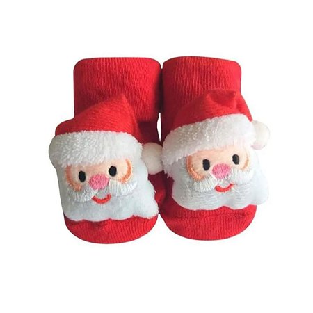 Meia Sapatinho Antiderrapante Papai Noel Vermelho