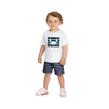 Conjunto Infantil Milon Camiseta e Bermuda Listrada