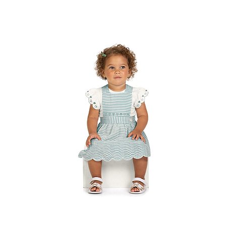 Conjunto Bebê Milon Salopete e Body Off White