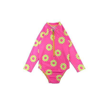 Maiô Infantil Fofotinhos Neon Print com Zíper Proteção UV