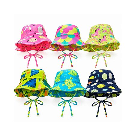 Chapéu de Praia Bebê Fofotinhos Neon Print Proteção UV