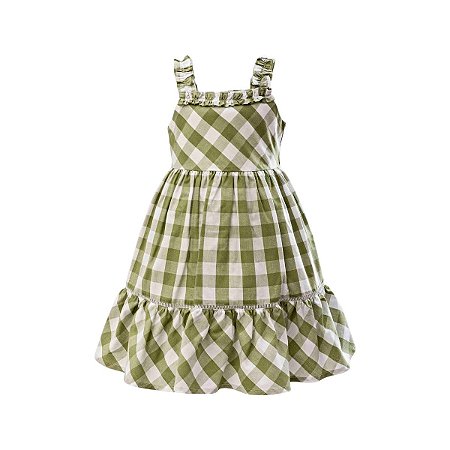 Vestido Midi em Popeline Xadrez
