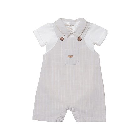 Jardineira Infantil Grow Up Zoo Creme