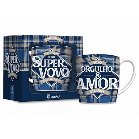 Caneca Porcelana Super Vovô Urban 300ml - Brasfoot
