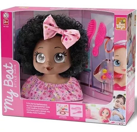 Boneca My Best Style Hair Busto Negra - BeeToys