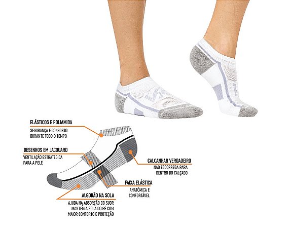 MEIA ULTRA TECH 39/41 BRANCO/CINZA - KANXA