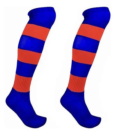 MEIAO LISTRADO AZUL E VERMELHO PROFISSIONAL ADULTO 39/44 - KANXA